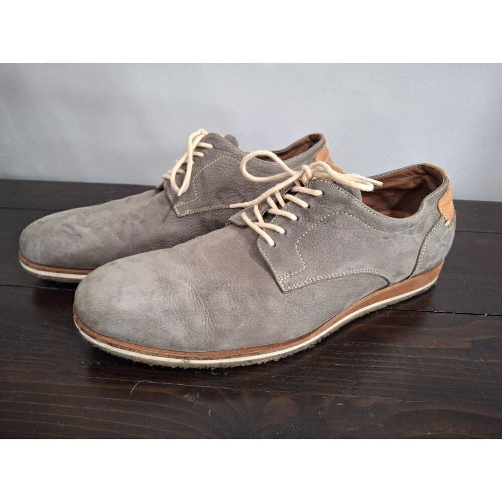 Johnston & Murphy Mens Ashby Gray Nubuck Lace-up Plain Toe/Pre-owned, Sz. 11M EU